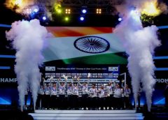 Team India celebrates after winning the men’s finals against Indonesia at the BWF Thomas and Uber Cup Finals 2022 in Nonthaburi, Thailand.
